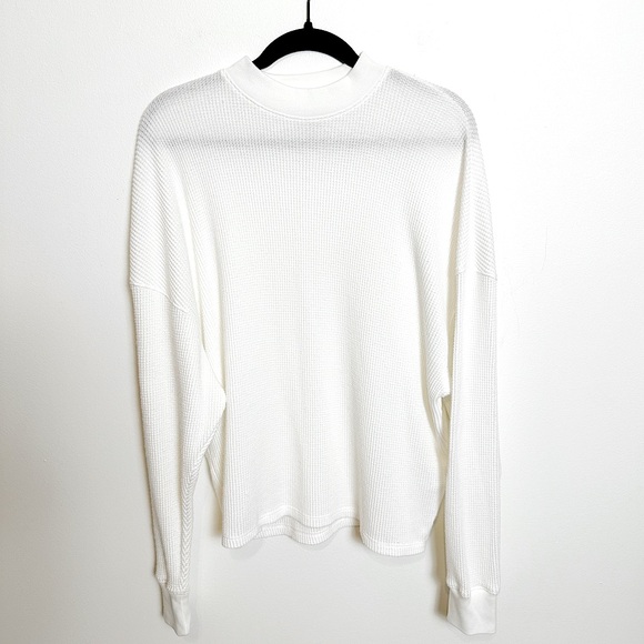 Abercrombie Long Sleeve Mockneck Waffle Tee, size S/M, White - Picture 1 of 5